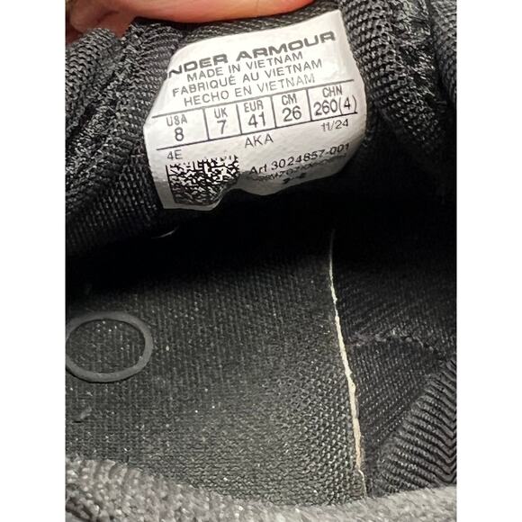 Under Armour Charged Assert 9 4E Wide Black White Mens 8 - Picture 7 of 7